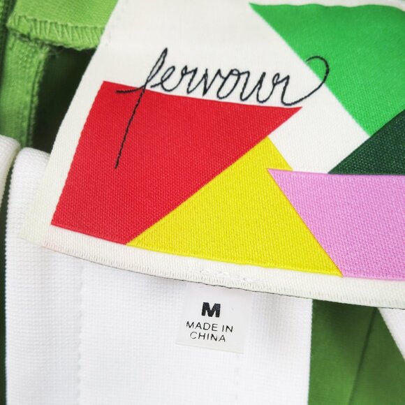 Adorable Lime Green Mod '60s Style Dress with Petal Collar by Fervour Size M - Picture 10 of 14